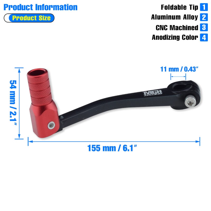 MCHMFGMotorcycle Hand Gear Lever Shifter Handle for 110cc 125cc 135cc 150cc 200cc 250cc Quad Dirt Bike ATV Buggy Black - Image 2